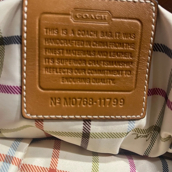 COACH STRAW LOGO TOTE BAG WITH LEATHER - Picture 7 of 9